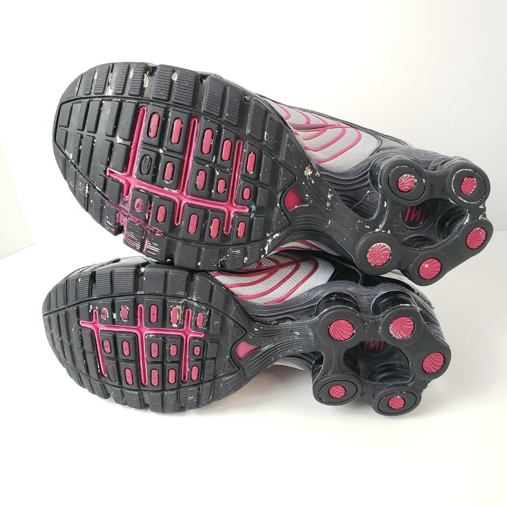 Nike Shox Lace Up Sneakers Black Grey Pink Womens Athletic Casual Shoes Size 7.5 - Picture 8 of 14